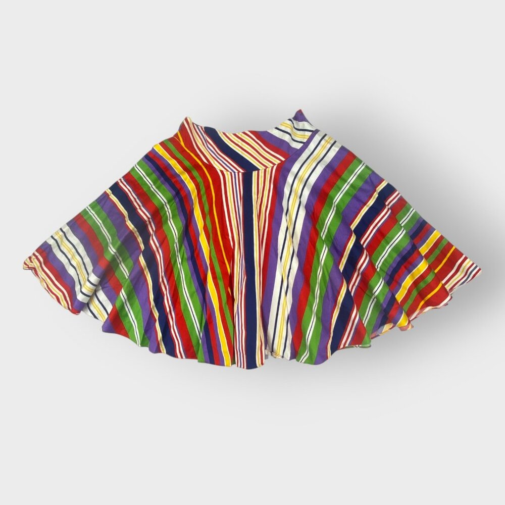 Vtg Ralph Lauren Full Circle Skirt | 2 | Striped Pockets | Nautical Maximalist